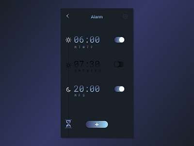 Alarm Clock alarm app black blue clock dailyui dailyui007 design figma material design moon night phone purple settings sun ui ux white