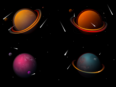 Some fancy planets astronomy colors creativity design illustration imagination milkyway planet planets ui vector
