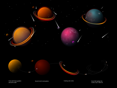 Some fancy planets .2 andromeda colors design illustration milkyway planet planets ui vector
