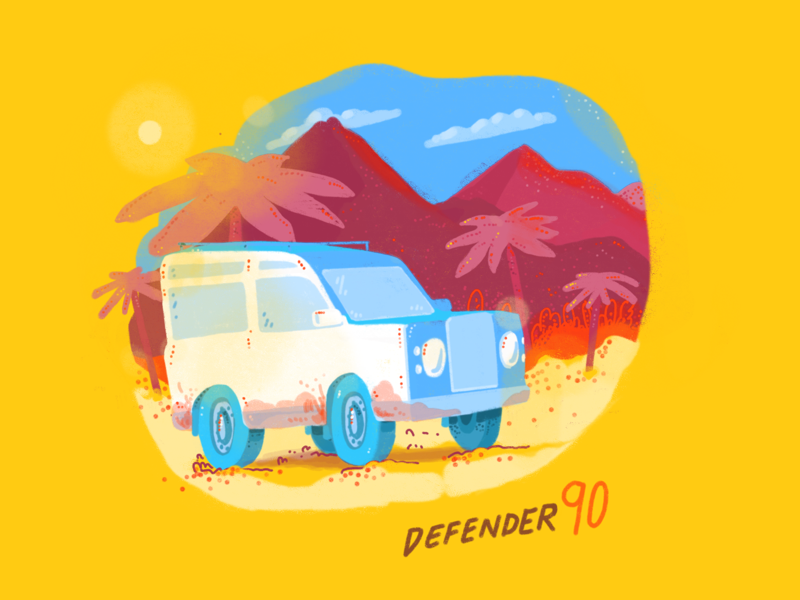 Hot ride tropics car truck colors radical lifetakestime art sketch illustration design defender