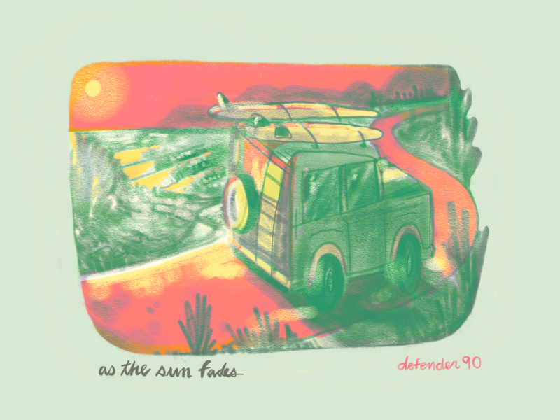 As the sun fades autodesk sunset colors lifestyles lifetakestime radical journey travel surf landrover defender90 art sketch illustration layout design