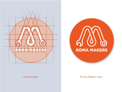 FabLab Roma Makers logo art direction badge brand construction electronic fablab icon identity logo maker mark wrench