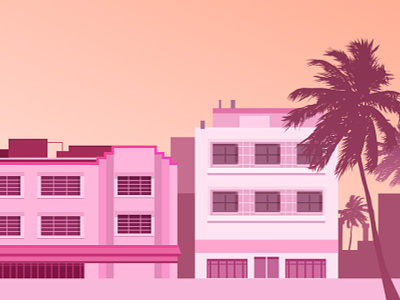 The Architecture in Miami architechture art deco bright illustr8ed illustrated illustration miami pink