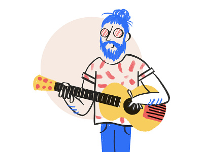 Hipster David character guitar handdrawn hipster illustration manbun music sermon
