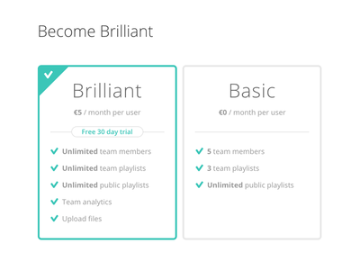 Become Brilliant clean forms plans upgrade