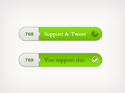 Support & Tweet Button button green support