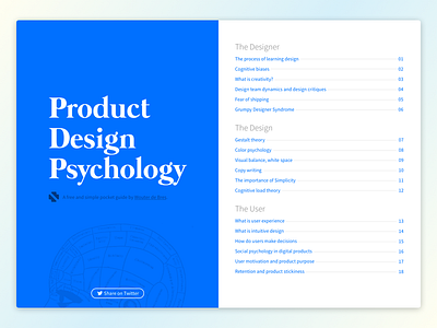 Product Design Psychology blue book cover ebook table of contents website