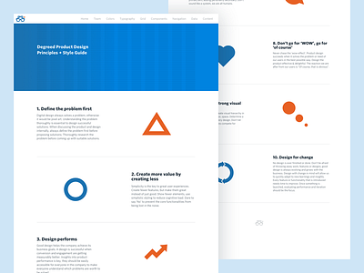 Degreed Product Design Principles blue clean design grid minimal orange principles style guide web