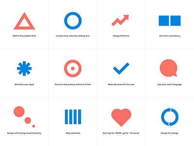Product Design Principles blue clean design icons minimal principles