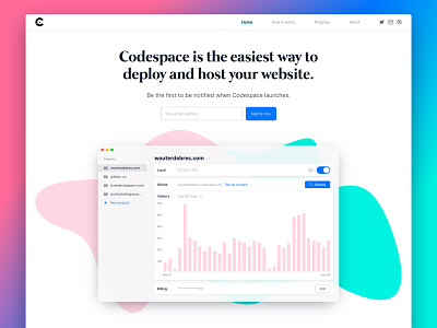 Codespace landing page has launched 🚀 clean colorful coming soon landing page mac app minimal ui website