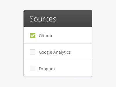 Sources checkbox flat tick box