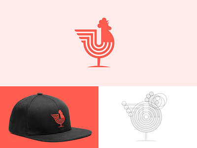 Rooster Logo animal cockerel geometric logo logo grid rooster symbol