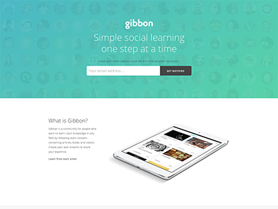 Gibbon - simple social learning clean gibbon green ipad signup