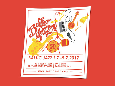Baltic Jazz Festival Poster concert event event identity flat flat illustration gig instruments jazz music poster summer