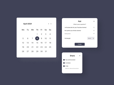Event Platform- Components calendar cards components design event ui