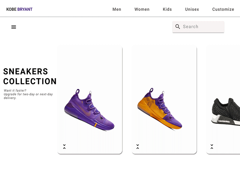 Kobe Bryant Sneakers Collection design ui