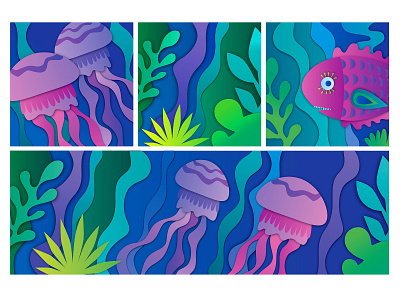 Illustration Deep Sea graphic illustration sea creatures