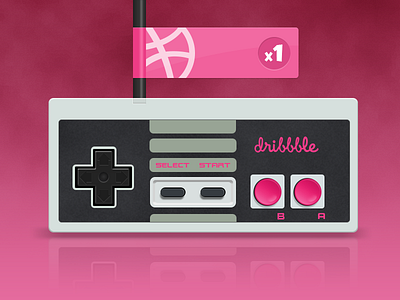 NES Controller - 1 dribbble invite controller draft dribbble game invit invitation nes nintendo retrogaming