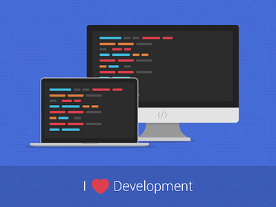 I <3 Development blue code dev development editor flat love mac macbook orange red