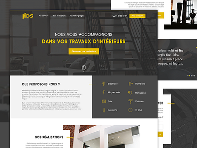 Construction Landing Page black construction contact gallery landing page testimonies web webdesign website yellow