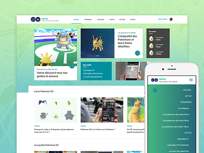 PokémonGO Infos blog blue green homepage pokemon pokemongo web webdesign website