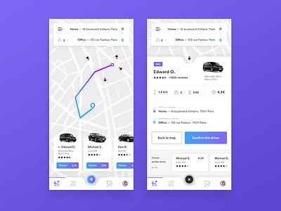 🚗🚕 Taxi — Mobile App app appdesign dailyappdesign dailyui dailyux nature purple uber ui uidesign ux web