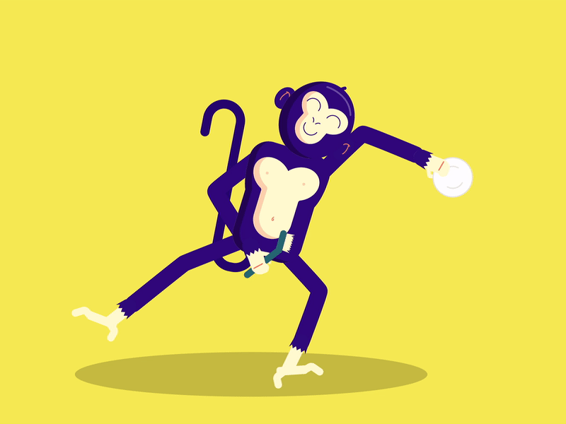 Purple Monkey Dishwasher aftereffects animation dancing monkey rubberhose simpsons