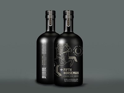 5th Horseman bottle design distillery football horse horseshoe illustration line art liquor notre dame