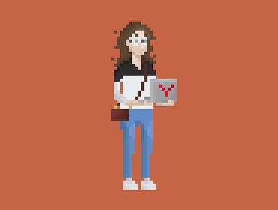 Lena's pixel portrait developer flat girl girl character illustration laptop pixel pixelart programmer vector