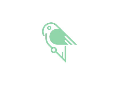 Parrot mark animal bird cute flat green line logo mark parrot