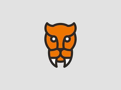 Smilodon mark animal brand cat identity line logo mark orange sabertooth smilodon tiger