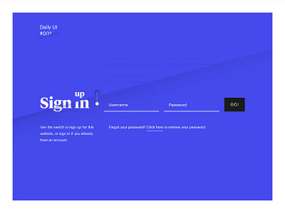 Daily UI - #001 blue clean dailyui dailyui001 form signin signup switch ui ux