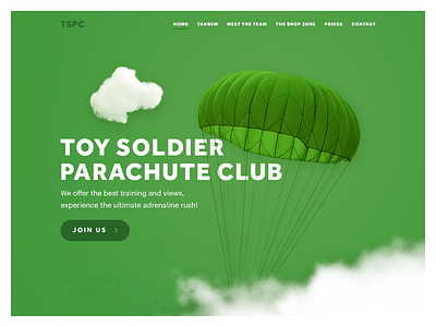 Daily UI - #003 003 dailyui dailyui003 fold green landing landingpage minimal parachute toy ui web
