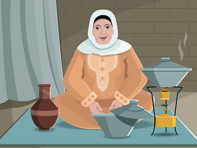Old Arabian Lady arab arab people characterdesign cooking illustration illustration art illustrator motion graphics muslim old lady vector vector art