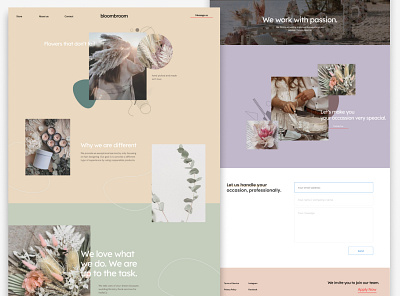 BloomBroom dry flowers landing page branding landingpage ui ux webdesign