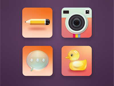 4icons for game camera chat duck game game art gameui icons pencil ui design