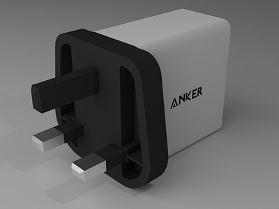 White Anker USB wall plug 3d blender cad design design engineer engineering freecad render rendering