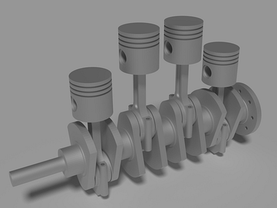 Crankshaft & Pistons 3d blender cad design design engineer engine engineering freecad render rendering