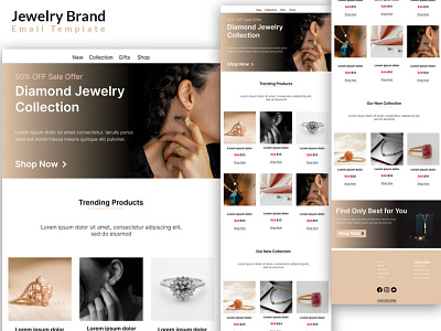 Jewelry Brand Email Template brand branding diamond email template fashion jewelry jewlry luxury newdlatter ui ux