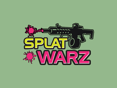 Splat Warz Gel Gun Logo Design Vector