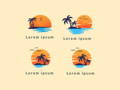 beach-logo-design background beach illustration logo nature outodoor palm tree sunset vector vovation
