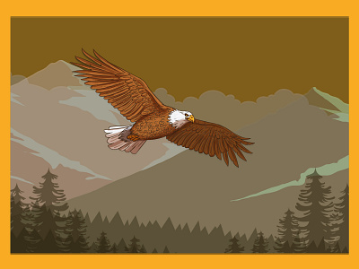 Flying Eagle Over Mountain Vector background design eagle flying forest illustration logo mountain nature