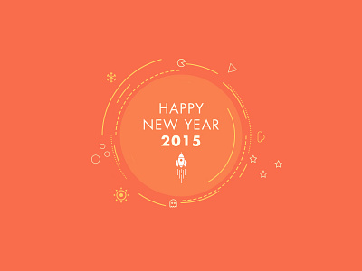 Happy new year! 2015 circle color flat icon new year shape