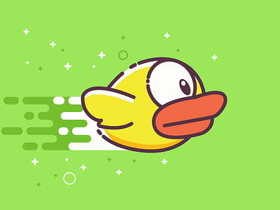 Flappy Bird bird flappy game green icon illustration stroke vector yellow