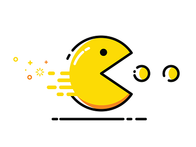 Pacman character childhood game icon illustration pacman stroke vector yellow