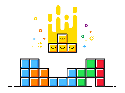 Tetris bit color game gameboy icon illustration nes pixel tetris vector