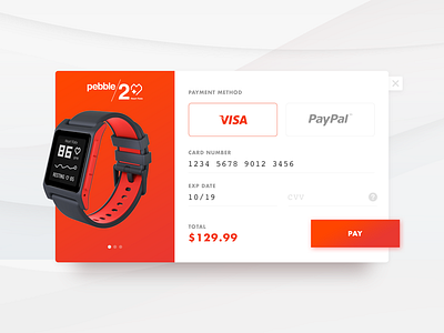 Credit Card Checkout - Daily UI challenge cart challenge checkout daily dailyui ecommerce payment pebble red ui watch