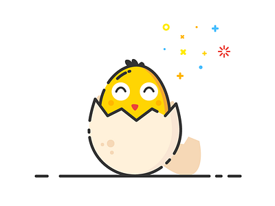 Egg 2017 character chicken egg hello icon illustration lunar newyear rooster stroke