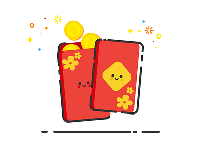 Red Envelopes envelope hongbao icon illustration luck lunar money newyear package red