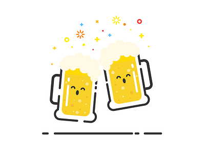 Cheers! beer cheers drink glass holiday icon illustration stroke